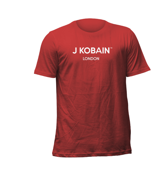 Hidden Glance T-Shirt in Vermilion, front view showcasing crew neckline and stripe binding