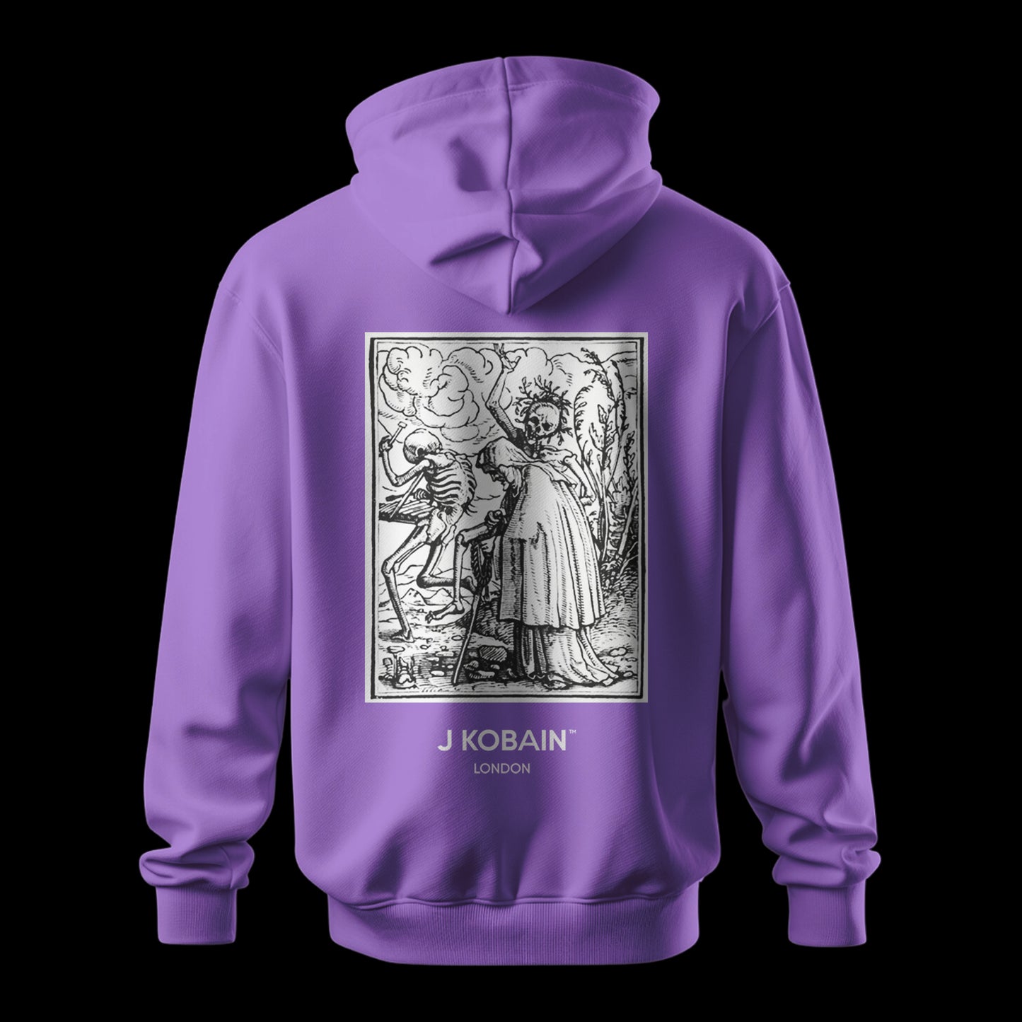Back view of Macabre Rhythm Hoodie in lavender