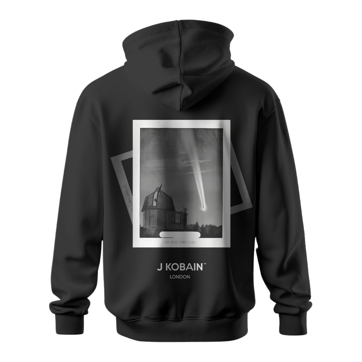 Back view of Cosmic 1181 Hoodie in onyx black