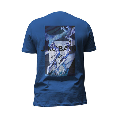 JKOBAIN Abstract Allure T-Shirt in Midnight Blue, back view showcasing the JKOBAIN Abstract print.