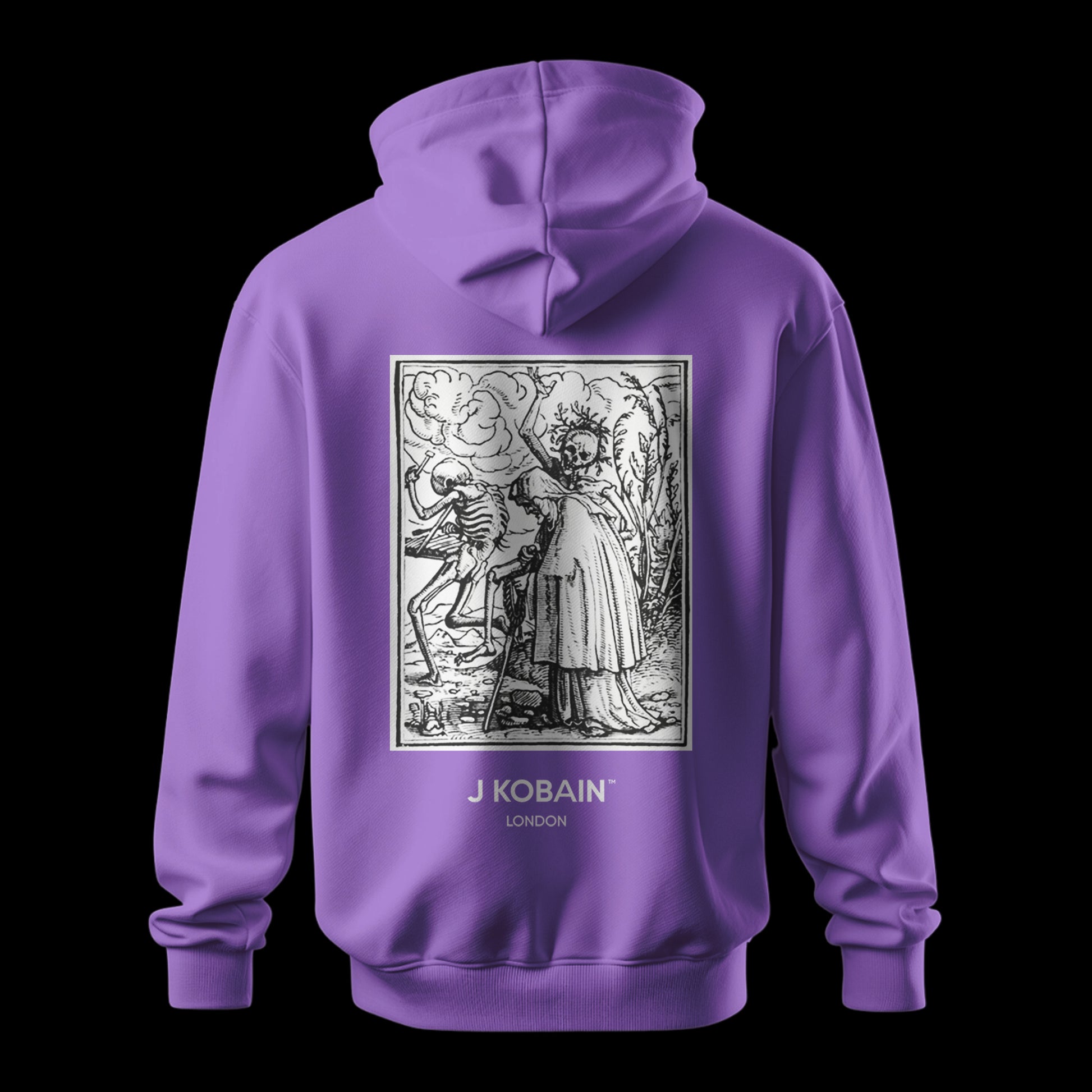 Back view of Macabre Rhythm Hoodie in lavender