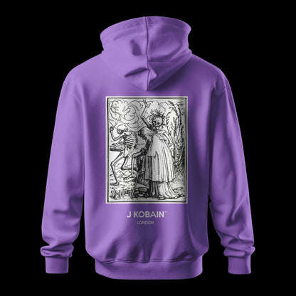 Back view of Macabre Rhythm Hoodie in lavender