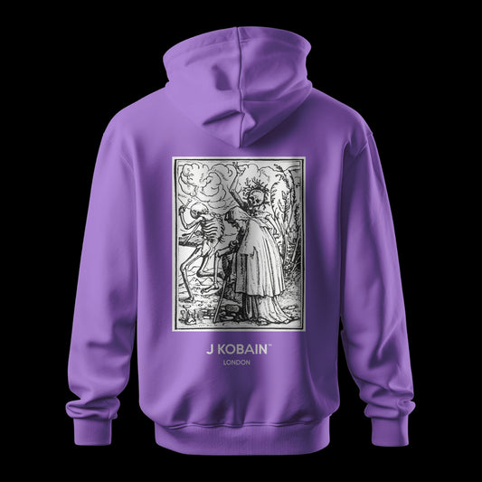 Back view of Macabre Rhythm Hoodie in lavender