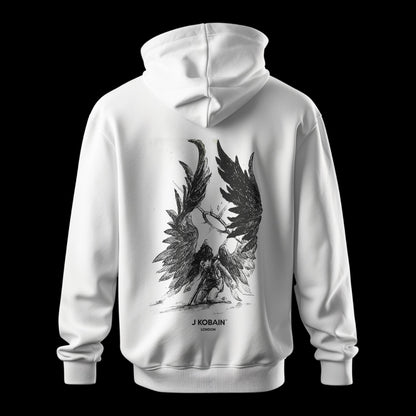 Back view of Edge of Fall Hoodie in white